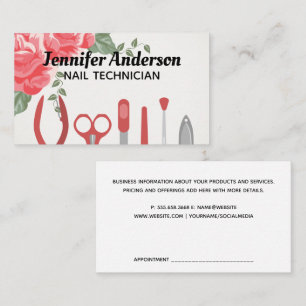 Nail Manicure Tools   Flowers Business Card