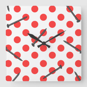 nail pattern with dots square wall clock