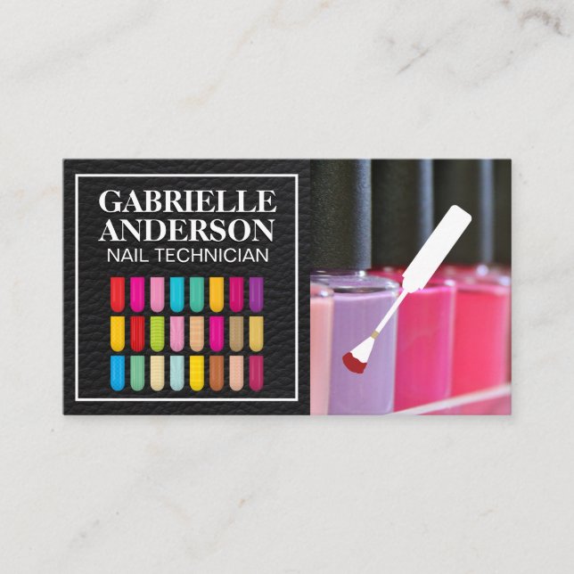 Nail Polish and Brush | Coloured Nails Business Card (Front)