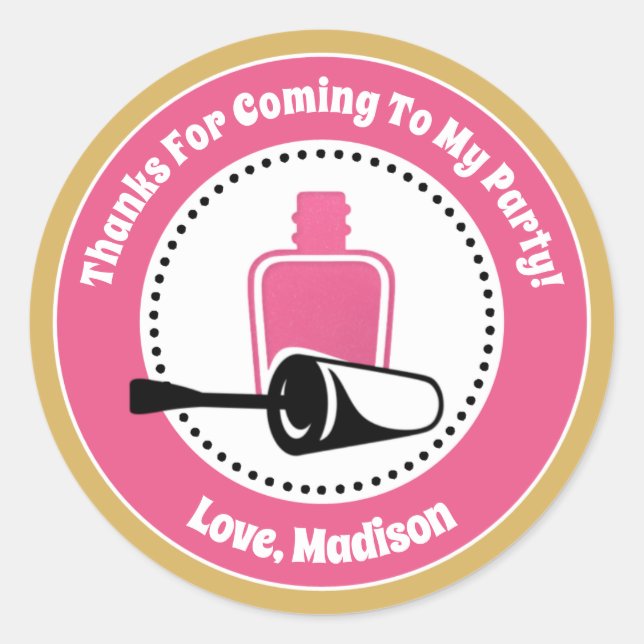 Nail Polish Birthday Party Favour Stickers (Front)