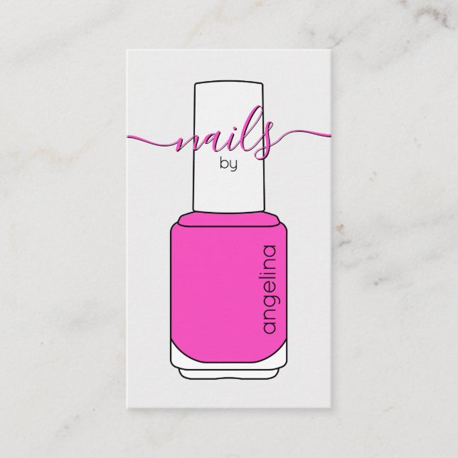 Nail Polish Bottle Hot Pink Business Card (Front)