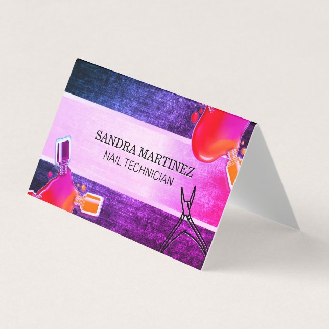 Nail Polish Bottle Pour | Nail Clippers Business Card (Front)