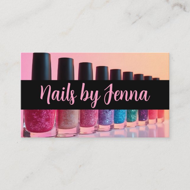 Nail Polish Bottles Nail Artist Manicurist  Business Card (Front)