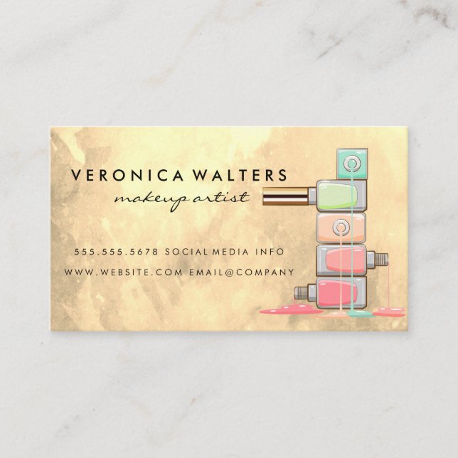 Nail Polish Bottles Stacked Dripping Loyalty Card (Front)