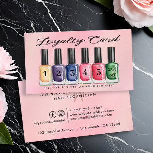 Nail Polish Bottles Watercolor Monogram Loyalty Card