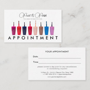 Nail Polish Colour Set Nail Salon Appointment Card