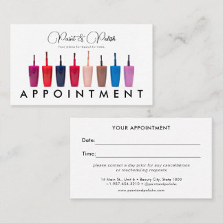 Nail Polish Colour Set Nail Salon Appointment Card