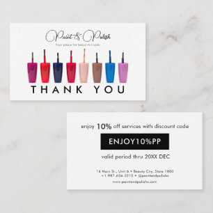 Nail Polish Colour Set Nail Salon Discount Card