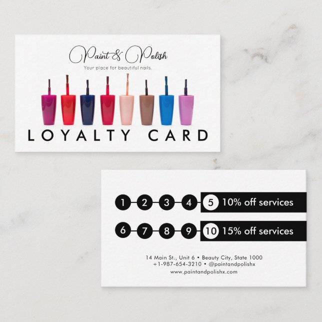 Nail Polish Colour Set Nail Salon Loyalty Card (Front/Back)