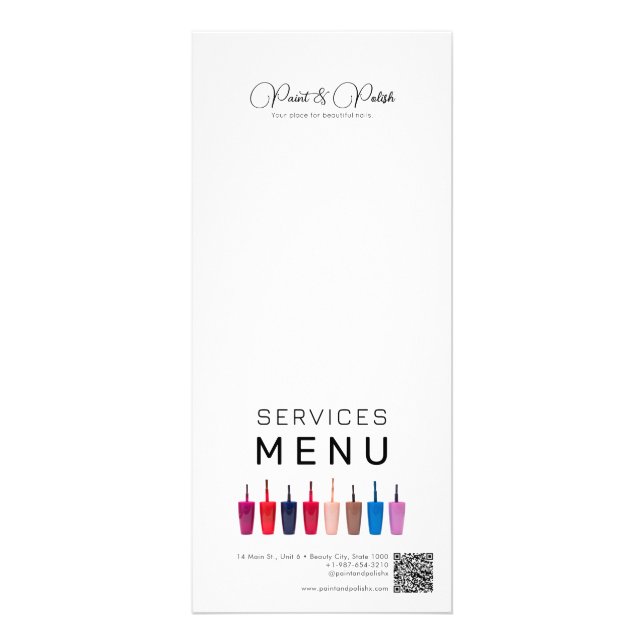 Nail Polish Colour Set Nail Salon Services Menu (Front)