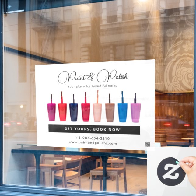 Nail Polish Colour Set Nail Salon Window Cling (Cafe Window)