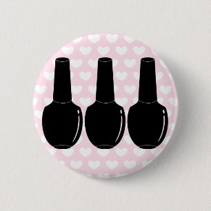 Nail Polish For Life Black Nail Polish Bottles Art 6 Cm Round Badge