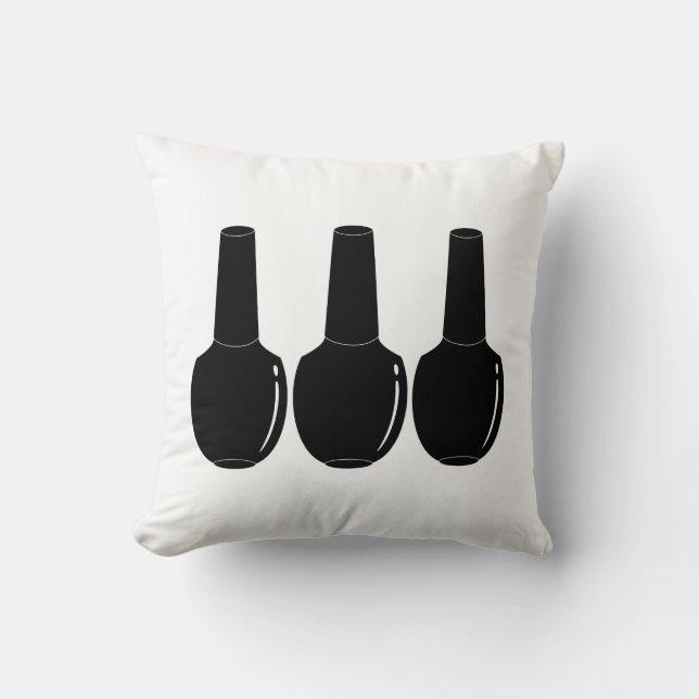 Nail Polish For Life Black Nail Polish Bottles Art Cushion (Front)