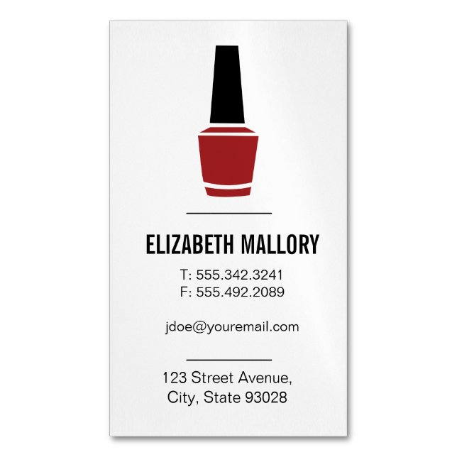 Nail Polish | Minimalist Magnetic Business Card (Front Vertical)