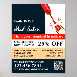 Nail Polish, Nail Technician, Nail Salon Advert Poster
