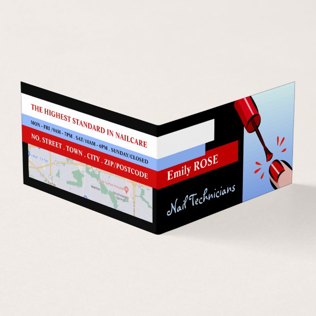 Nail Polish, Nail Technician, Nail Salon Loyalty Business Card (Outside)