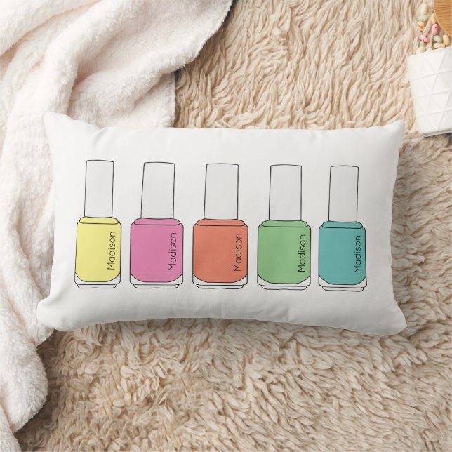 Nail Polish Name Bottles Lumbar Cushion (Blanket)