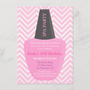Nail Polish Spa Girls Birthday Party Invitations