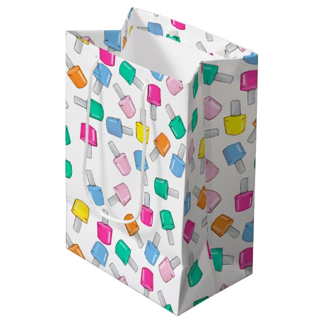 Nail Polish Spa Party Manicure Beauty Birthday Medium Gift Bag (Front Angled)