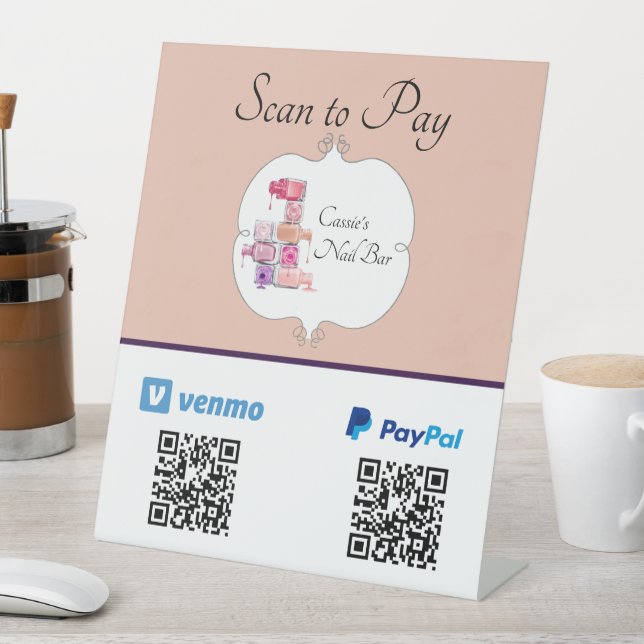 Nail Polish Stack Scan To Pay QR Code  Pedestal Sign (In SItu)