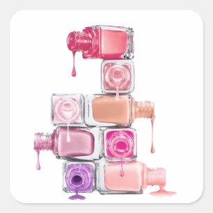 Nail Polish Stack Square Sticker