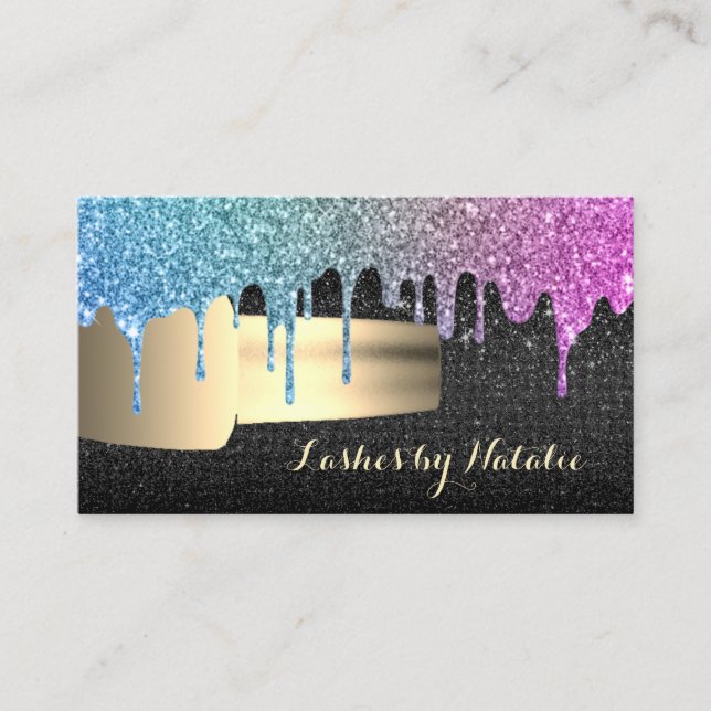 Nail Polish Unicorn Glitter Drips Chic Manicurist Business Card (Front)