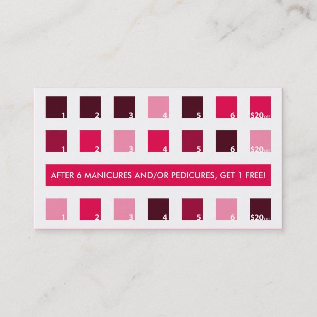 NAIL SALON $20 OFF (mod squares) Loyalty Card (Front)