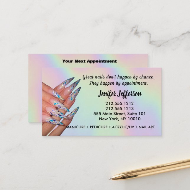 Nail Salon Appointment Business Card (Front/Back In Situ)