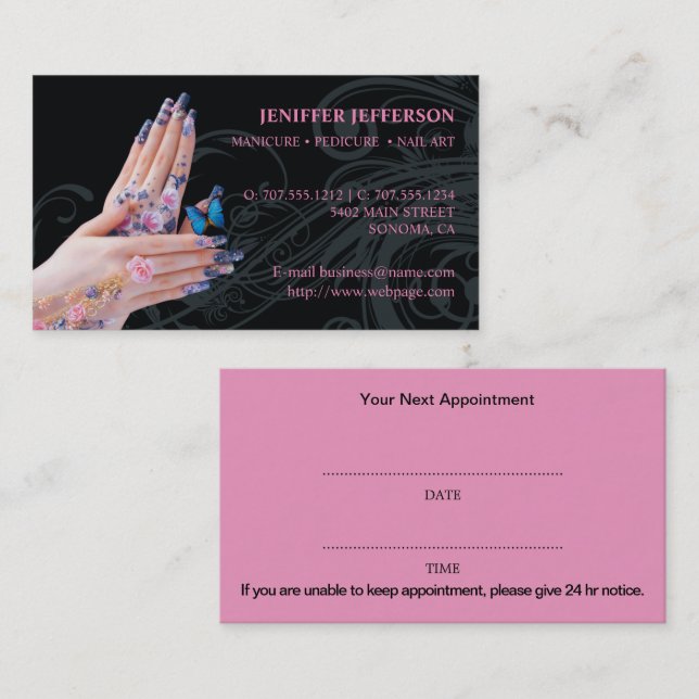 Nail Salon Appointment Business Card (Front/Back)