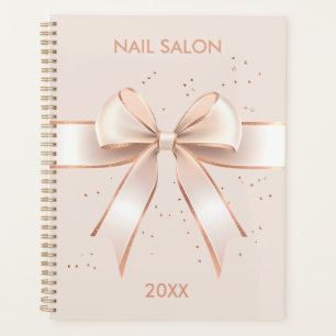 Nail salon beauty satin bow cute business  planner