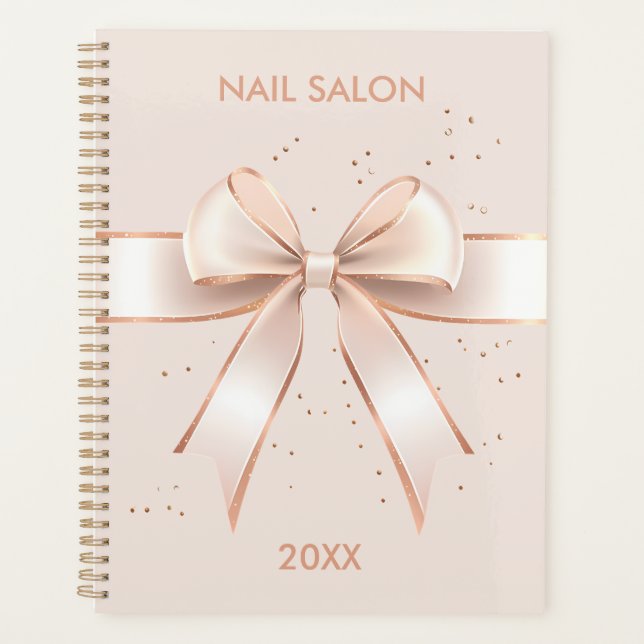 Nail salon beauty satin bow cute business  planner (Front)