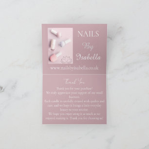 Nail Salon Branding Blush Pink Beauty Business Thank You Card