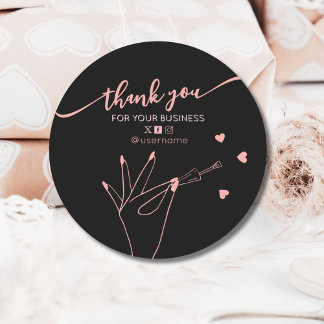 Nail Salon Business Branding Thank you Card Classic Round Sticker