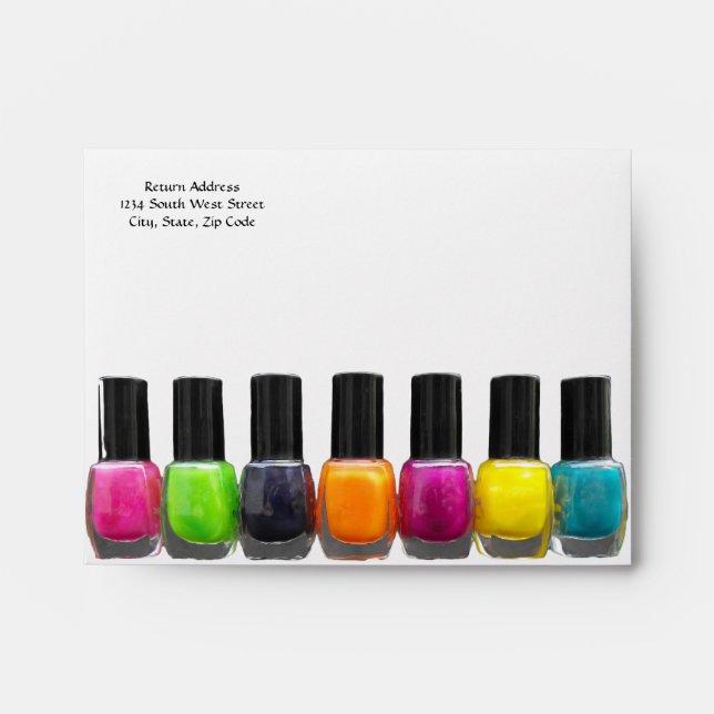 Nail Salon Business, Bright Polish Bottles Envelope (Front)