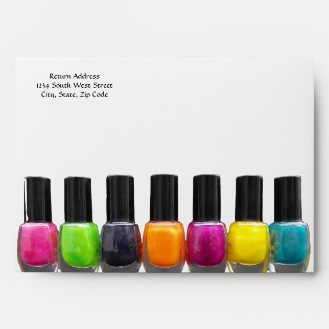 Nail Salon Business, Bright Polish Bottles Envelope (Front)