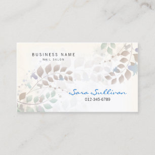 Nail Salon Business Card Pastel Leaves