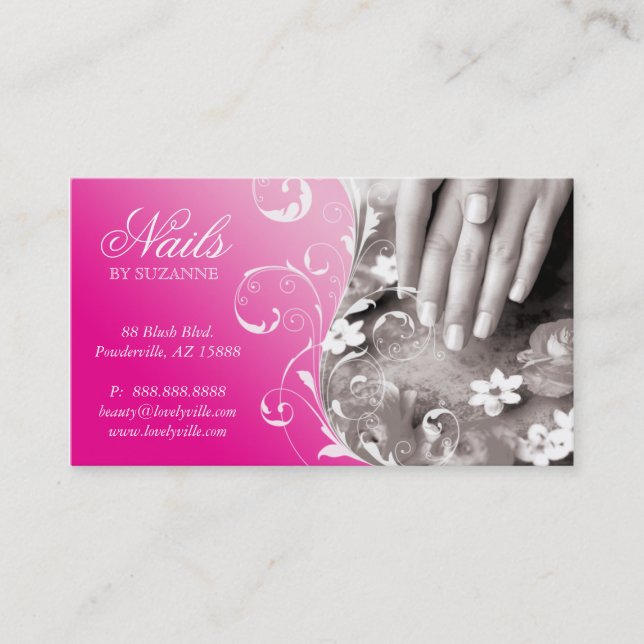 Nail Salon Business Card Pink (Front)