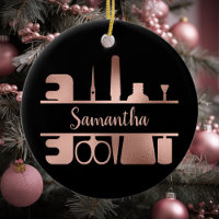 Nail Salon Business Technician Rose Gold Monogram 