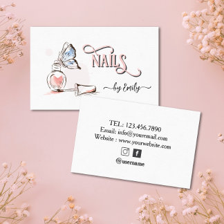 Nail Salon Butterfly Polish Manicurist Business Card