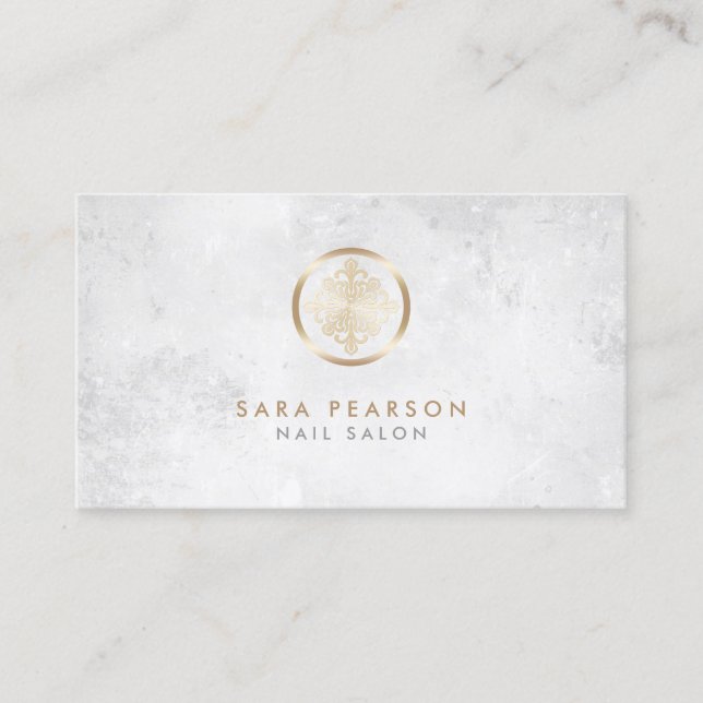 Nail Salon Floral Motif Icon Business Card (Front)