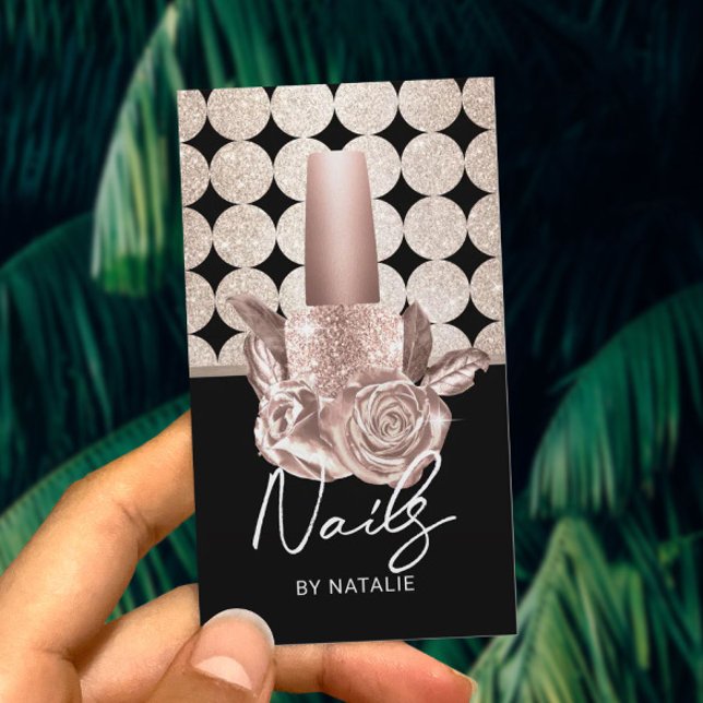 Nail Salon Geometric Gold Polish Flower Manicure Business Card (Creator Uploaded)