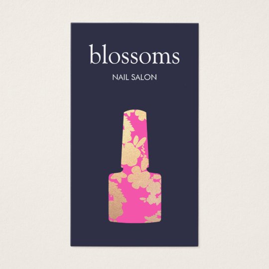 Nail Salon Gold Glitter Floral Business Card