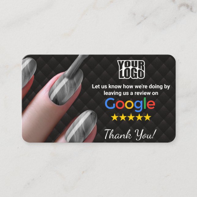 Nail salon Google Review Template With QR  Business Card (Front)
