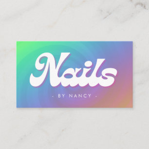 Nail Salon Groovy Rainbow Swirl  Business Card