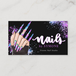 Nail Salon Holographic Glitter Nail Tech Beauty Bu Business Card