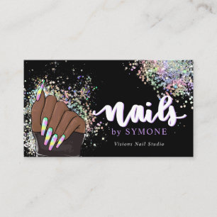 Nail Salon Holographic Glitter Nail Tech Beauty Bu Business Card