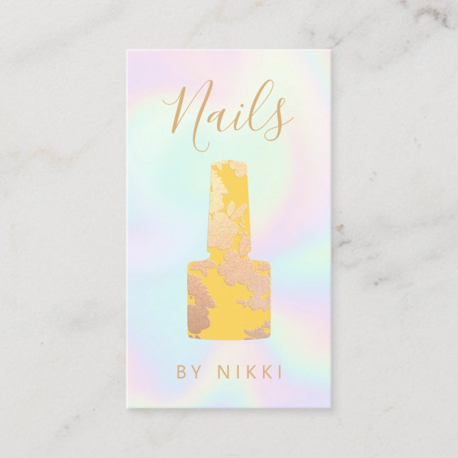 Nail Salon Holographic Manicurist  Business Card (Front)