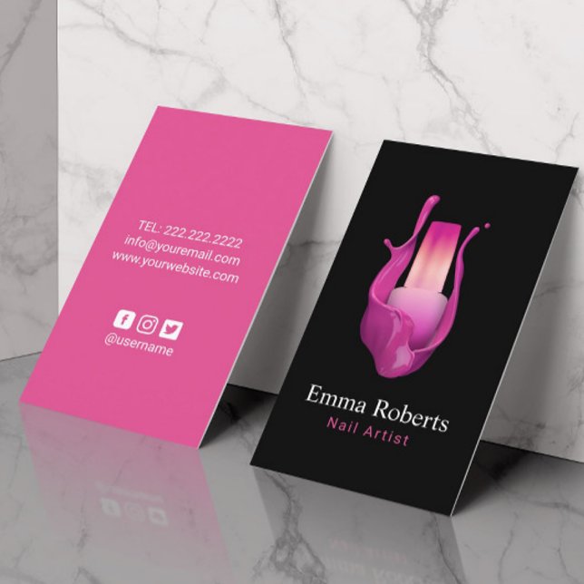 Nail Salon Hot Pink Polish Manicurist Beauty Business Card (Creator Uploaded)
