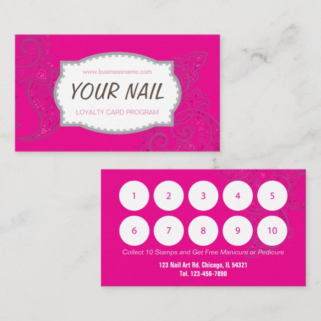 Nail Salon Loyalty Business Card  (Front/Back)