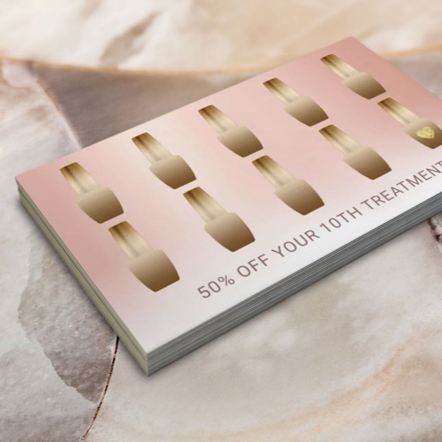 Nail Salon Makeup Artist Manicurist Rose Gold Loyalty Card (Creator Uploaded)